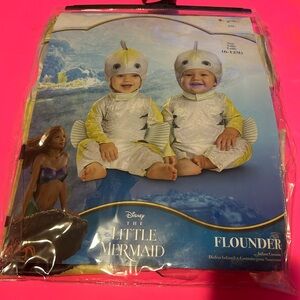 Disney Little Mermaid Flounder Baby Outfit - Yellow and White